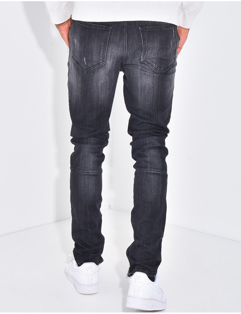 Jeans coupe droite destroy