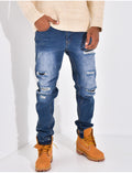 Jeans coupe droite destroy