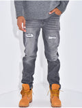 Jeans coupe droite destroy