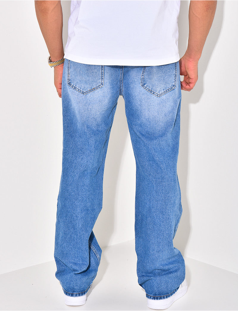 Jeans coupe droite destroy