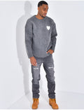 Jeans coupe droite destroy