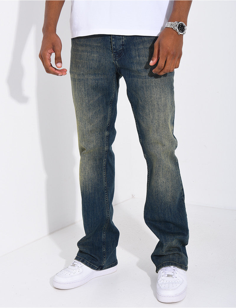 Jeans coupe droite effet vieilli