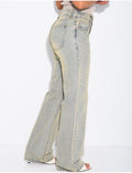 Jeans taille basse bleu clair wide leg