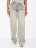 Jeans taille basse bleu clair wide leg