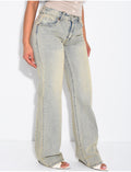Jeans taille basse bleu clair wide leg