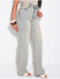 Jeans coupe droite délavage effet vintage