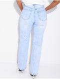 Jeans coupe droite taille haute en tissu stretch