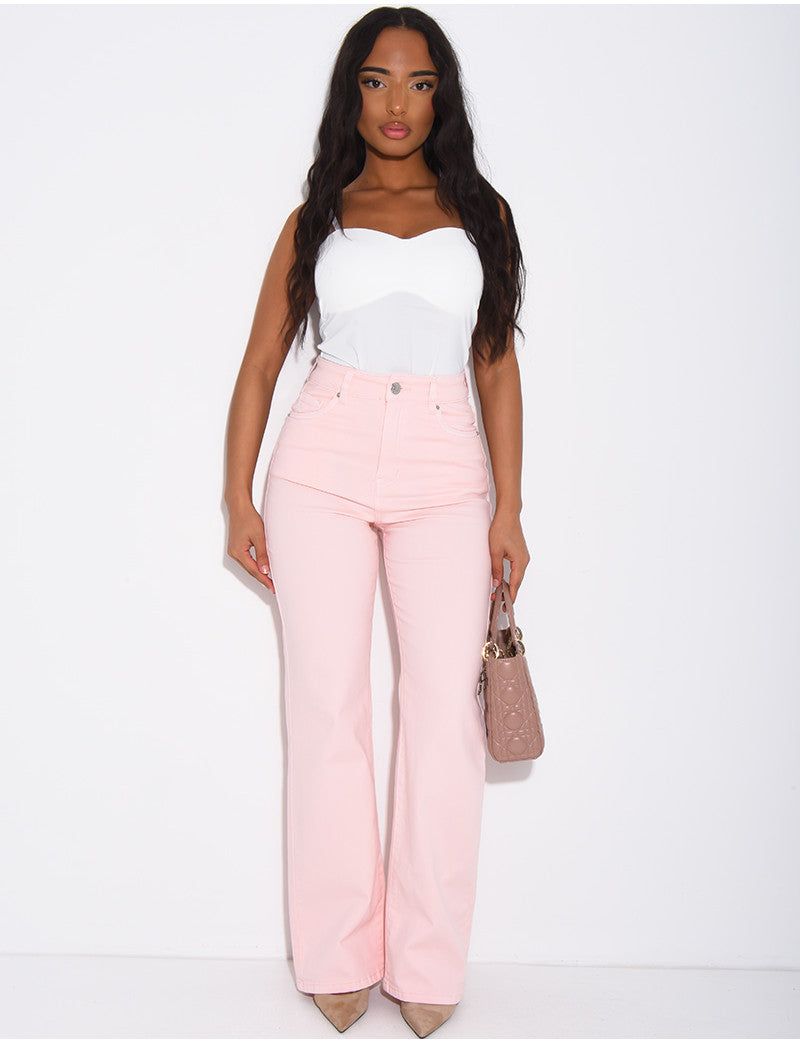 Jeans coupe droite taille haute stretchy