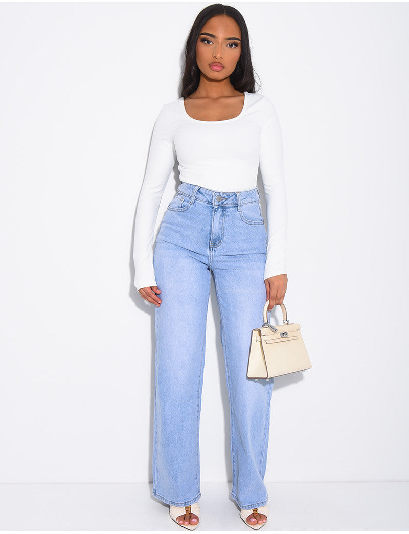 Jeans bleu clair coupe droite
