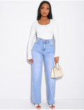 Jeans bleu clair coupe droite
