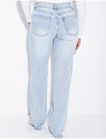 Jeans taille basse bleu clair wide leg