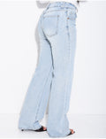 Jeans taille basse bleu clair wide leg