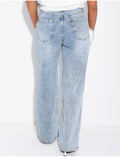 Jeans coupe large taille moyenne délavé