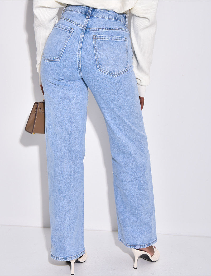Jeans bleu clair coupe droite