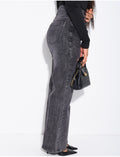 Jeans coupe droite délavé en tissu stretch