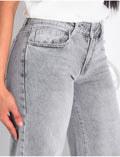 Jeans taille basse wid leg délavé