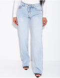 Jeans taille basse bleu clair wide leg