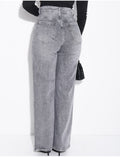 Jeans coupe droite taille haute gris délavé