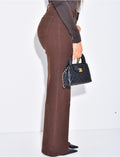 Jeans coupe droite taille basse marron
