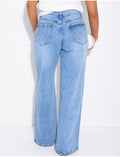 Jeans coupe large taille moyenne délavé