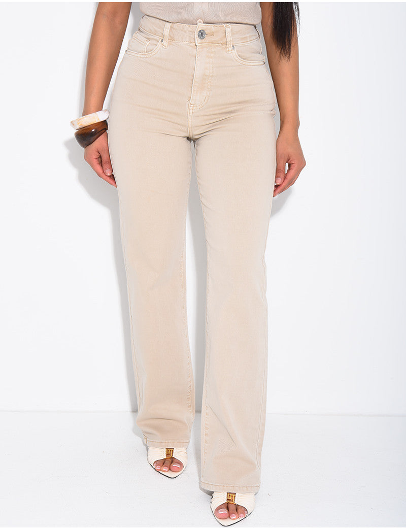 Jeans coupe droite taille haute stretchy