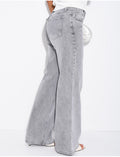 Jeans taille basse wid leg délavé