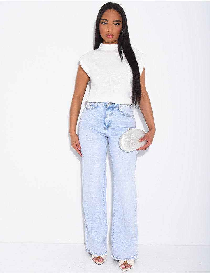 Jeans bleu clair coupe droite