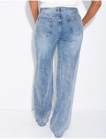 Jeans taille basse wid leg délavé
