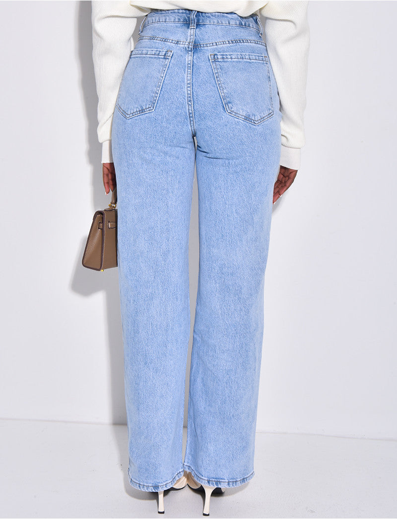 Jeans bleu clair coupe droite