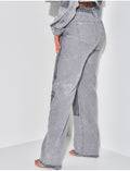 Jeans coupe droite délavé à empiècements contrastants