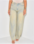 Jeans large à poches délavé vintage