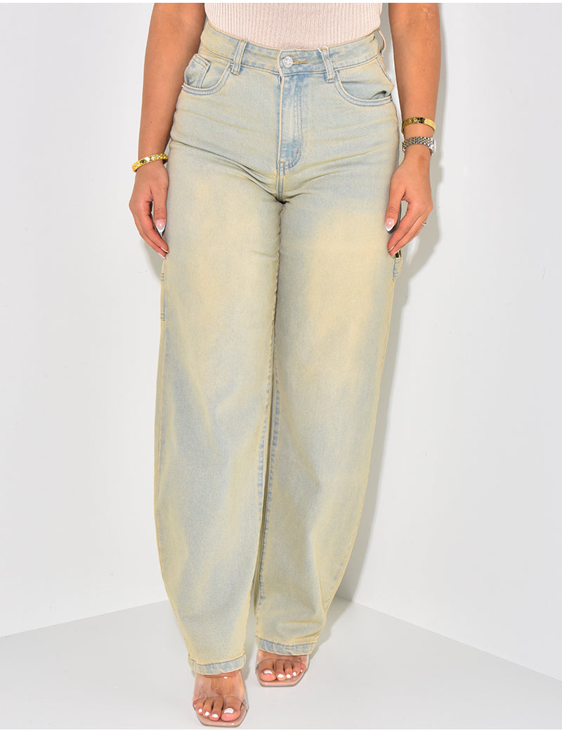 Jeans large à poches délavé vintage