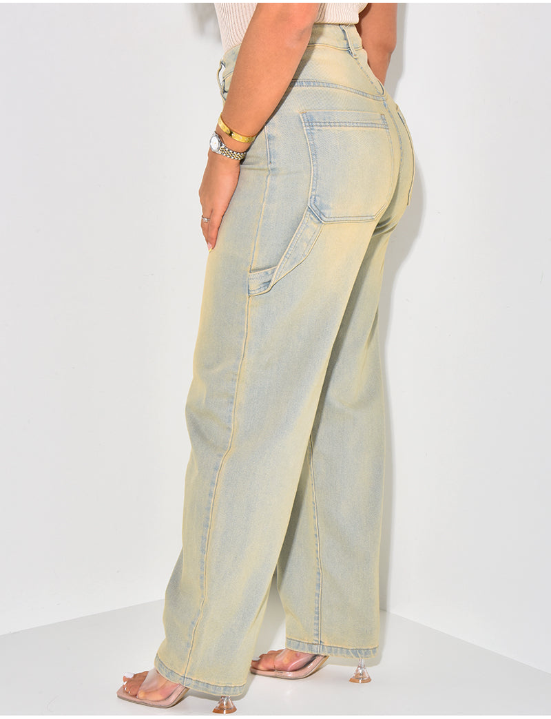 Jeans large à poches délavé vintage