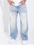 Jeans coupe large délavé
