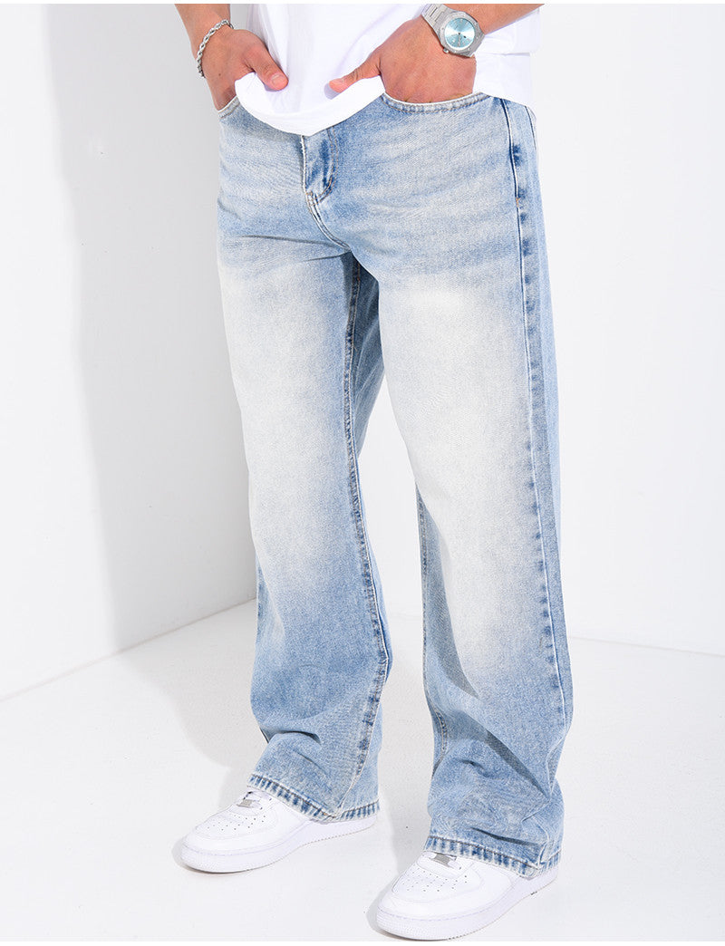 Jeans coupe large délavé