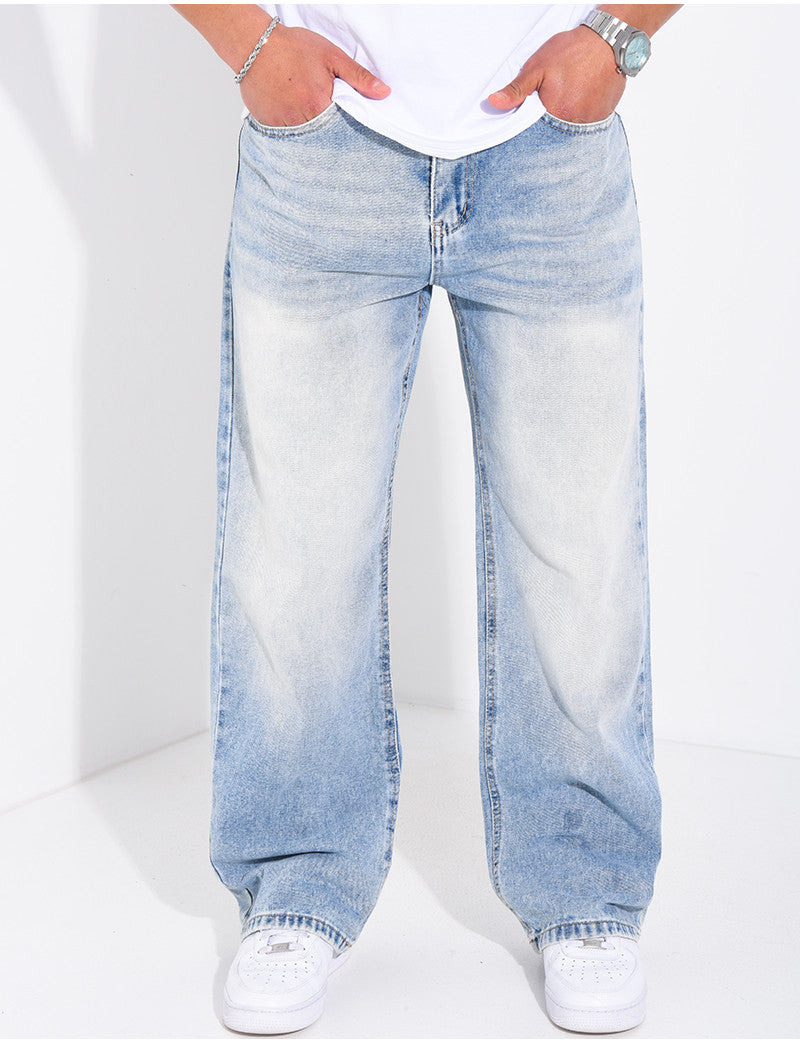 Jeans coupe large délavé