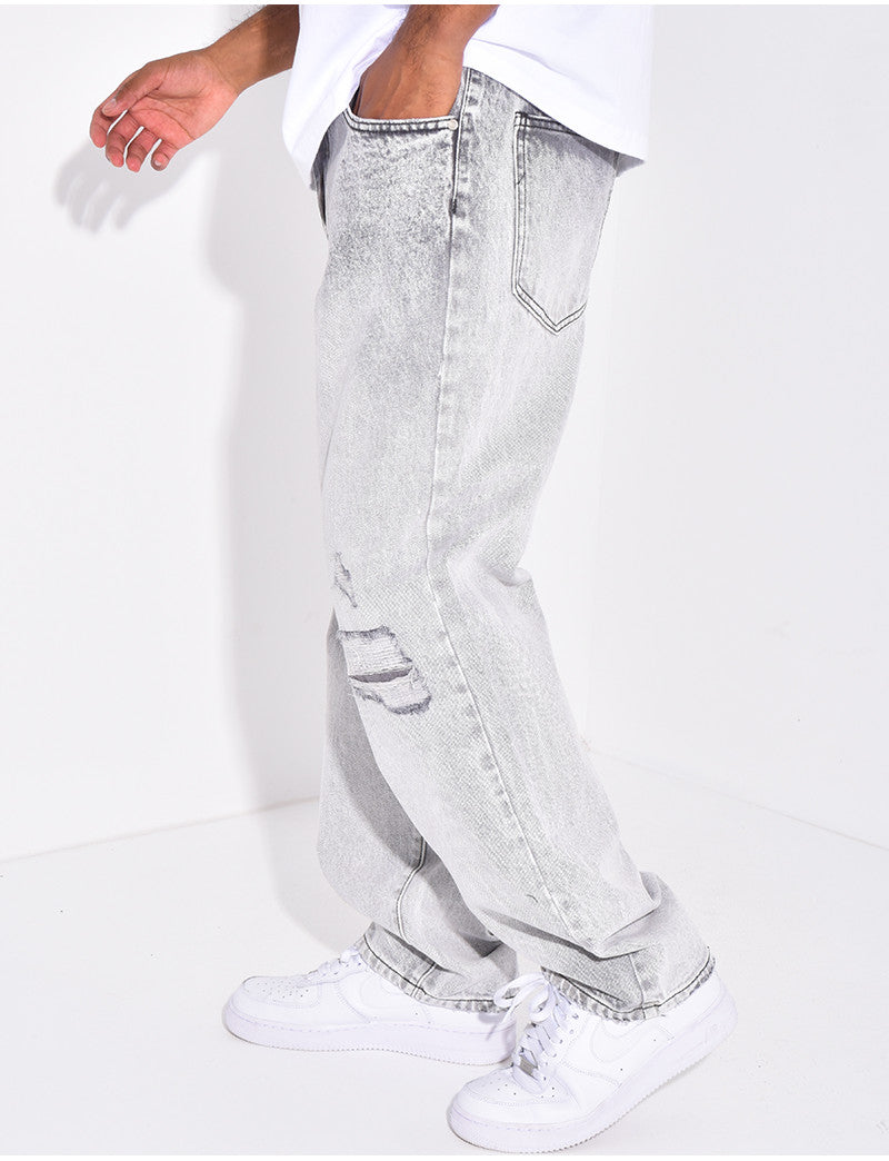 Jeans coupe large destroy