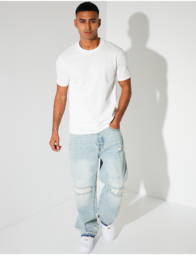 Jeans coupe large destroy