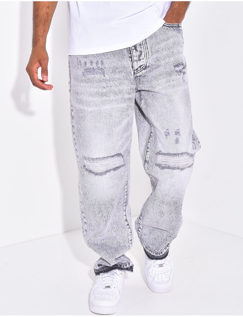 Jeans coupe large destroy