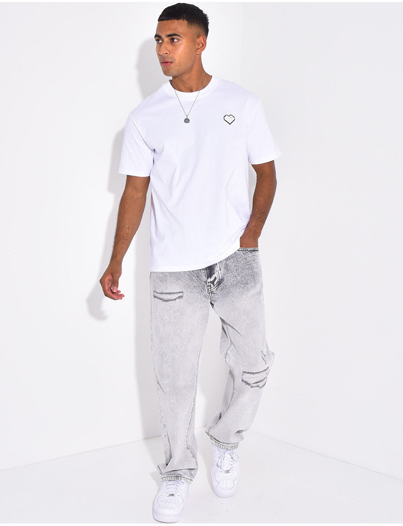 Jeans coupe large destroy