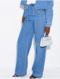 Jeans coupe large et taille élastique