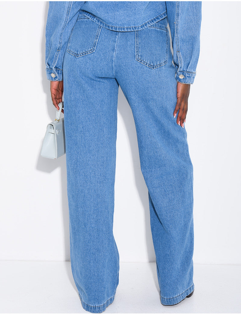 Jeans coupe large et taille élastique