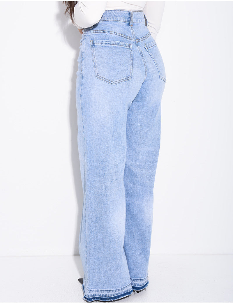 Jeans clair délavé coupe large