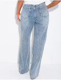 Jeans taille haute coupe droite à délavage vintage