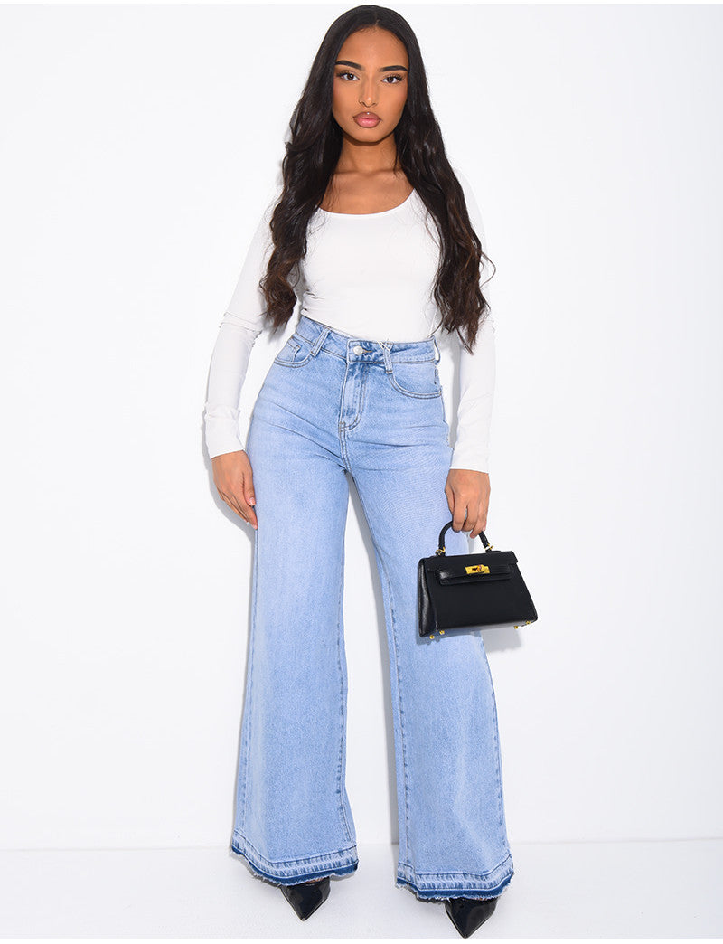 Jeans clair délavé coupe large