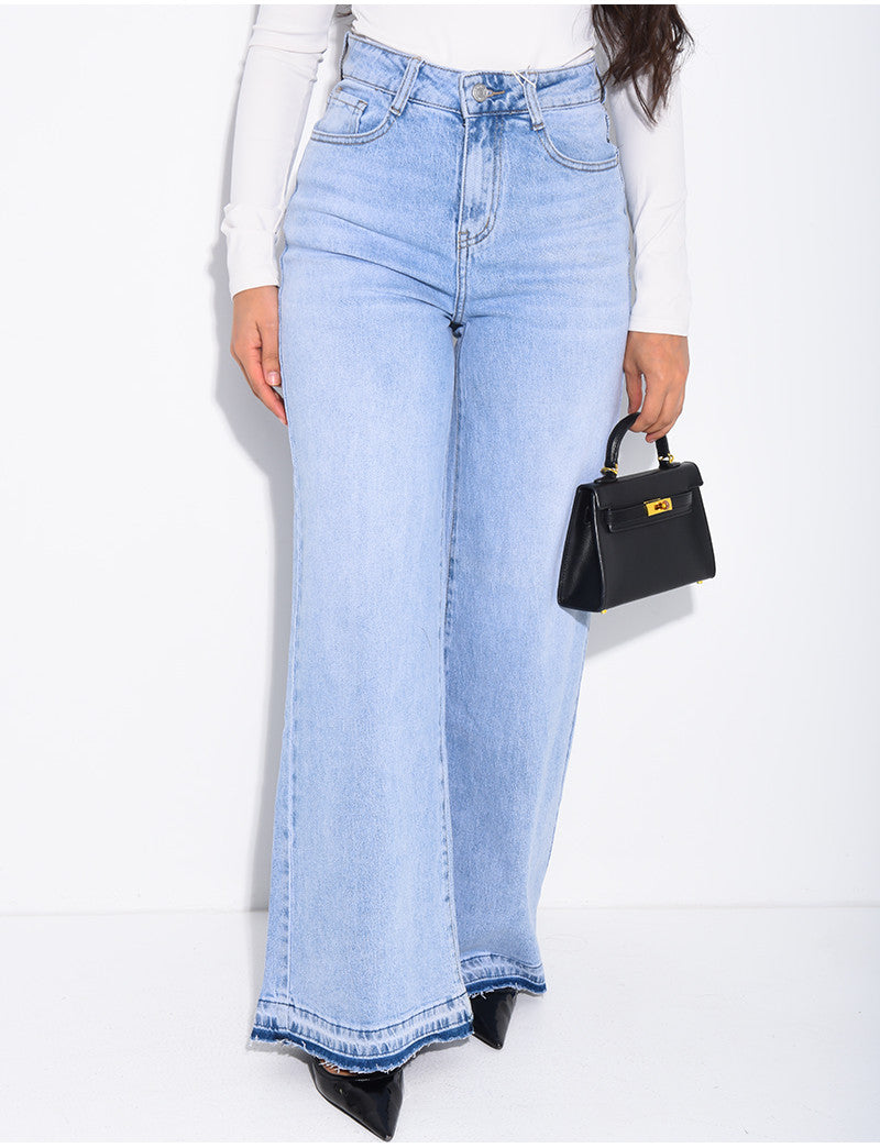 Jeans clair délavé coupe large