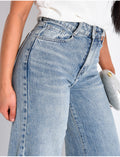 Jeans taille haute coupe droite à délavage vintage