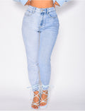 Jeans taille haute bi-color