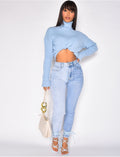Jeans taille haute bi-color