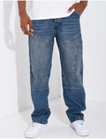 Jeans délavé à fermeture éclaire aux chevilles
